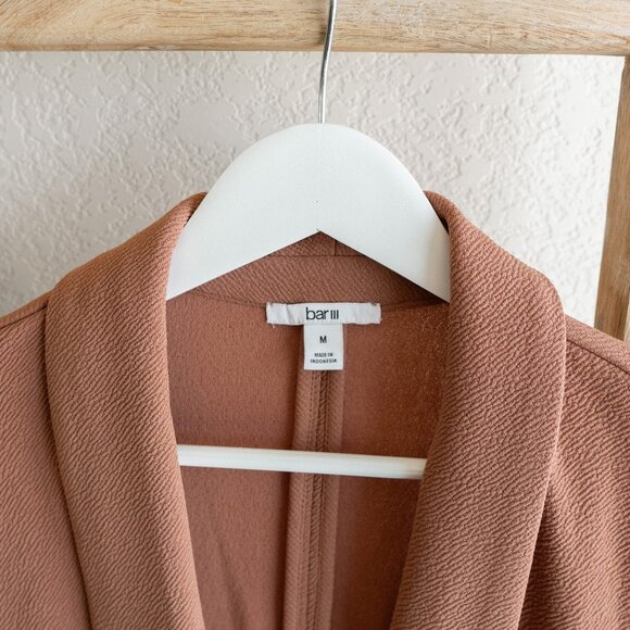 NWT Bar III Size Medium Brown Saira Open Front Jacket with Ruched Sleeves - Picture 3 of 6